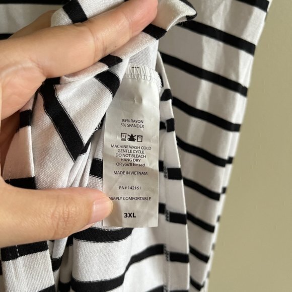 Lularoe Julia White Black Striped Short Sleeve Dress Womens Plus Size 3XL Mixed - Picture 4 of 5